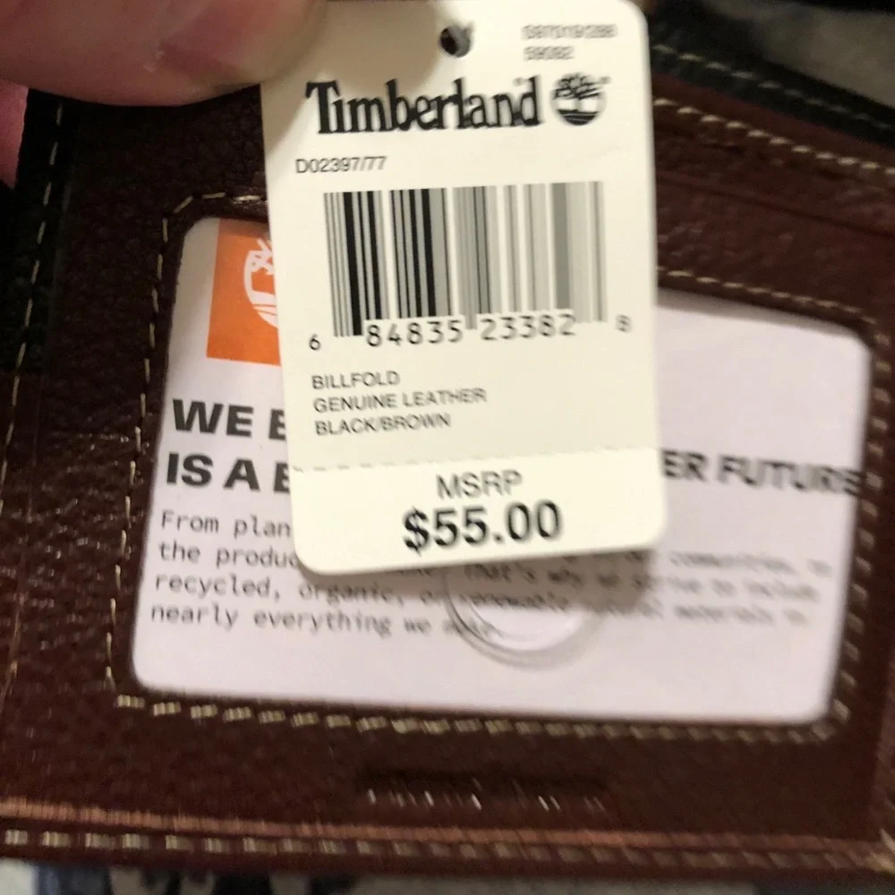 Timberland Men's Leather Passcase Credit Card Id Billfold Wallet Blk/Brown